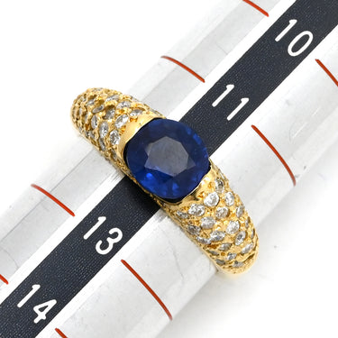 ノンブランド NON BRAND サファイア ダイヤリング イエローゴールド K18YG サファイア ダイヤモンド リング 指輪 青 12号