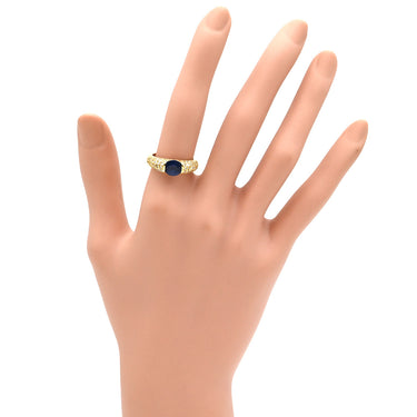 ノンブランド NON BRAND サファイア ダイヤリング イエローゴールド K18YG サファイア ダイヤモンド リング 指輪 青 12号
