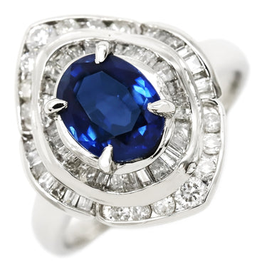 ノンブランド NON BRAND ブルーサファイア ダイヤリング プラチナシルバー Pt900 サファイア ダイヤモンド リング 指輪 プラチナ 青 13号