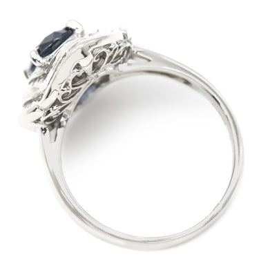 ノンブランド NON BRAND ブルーサファイア ダイヤリング プラチナシルバー Pt900 サファイア ダイヤモンド リング 指輪 プラチナ 青 13号