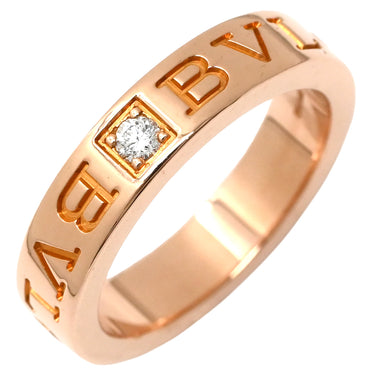ブルガリ BVLGARI ブルガリブルガリ ダブルロゴ ピンクゴールド K18PG ダイヤモンド リング 指輪 18K 750AU 1Pダイヤモンド 7.5号