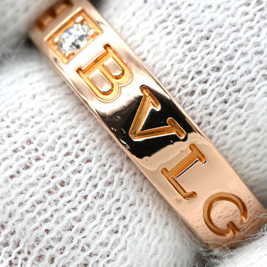 ブルガリ BVLGARI ブルガリブルガリ ダブルロゴ ピンクゴールド K18PG ダイヤモンド リング 指輪 18K 750AU 1Pダイヤモンド 7.5号