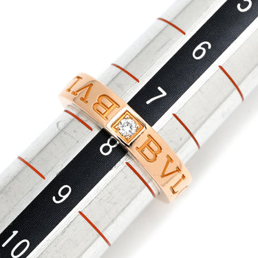ブルガリ BVLGARI ブルガリブルガリ ダブルロゴ ピンクゴールド K18PG ダイヤモンド リング 指輪 18K 750AU 1Pダイヤモンド 7.5号