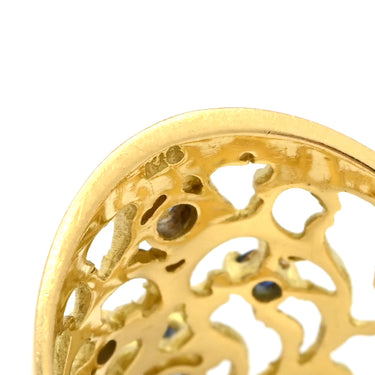 ノンブランド NON BRAND ブルーサファイア ダイヤ イエローゴールド K18YG サファイア ダイヤモンド リング 指輪 Au750 18K 18金 アンティークジュエリー 透かし彫り 14号