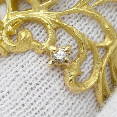 ノンブランド NON BRAND ブルーサファイア ダイヤ イエローゴールド K18YG サファイア ダイヤモンド リング 指輪 Au750 18K 18金 アンティークジュエリー 透かし彫り 14号