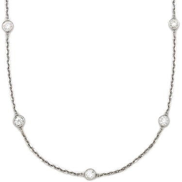 ノンブランド NON BRAND ダイヤ ロングネックレス ホワイトゴールド K18WG ダイヤモンド ネックレス 13P