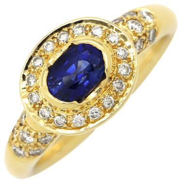 ノンブランド NON BRAND ブルーサファイア ダイヤリング イエローゴールド K18YG サファイア リング 指輪 青 10.5号