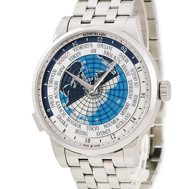 腕時計 モンブラン Montblanc ヘリテイジ スピリット オルビス テラルム 112309 自動巻き メンズ 新品同様 ブルー ヘリテージ