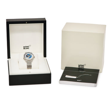 腕時計 モンブラン Montblanc ヘリテイジ スピリット オルビス テラルム 112309 自動巻き メンズ 新品同様 ブルー ヘリテージ