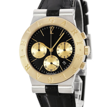 腕時計 ブルガリ BVLGARI ディアゴノ スポーツ クロノグラフ CH35SG クオーツ メンズ K18YG×SS コンビ ブラック デイト
