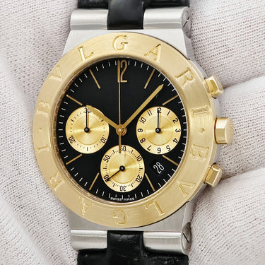 腕時計 ブルガリ BVLGARI ディアゴノ スポーツ クロノグラフ CH35SG クオーツ メンズ K18YG×SS コンビ ブラック デイト