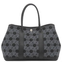 エルメス HERMES ガーデンパーティーTPM ネイビー×ブラック トワルソーアッシュ レザー トートバッグ シルバー金具 黒 紺