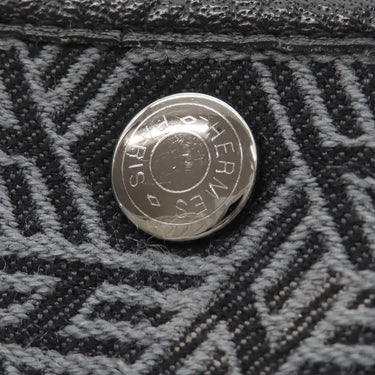 エルメス HERMES ガーデンパーティーTPM ネイビー×ブラック トワルソーアッシュ レザー トートバッグ シルバー金具 黒 紺