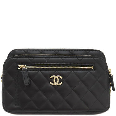 シャネル CHANEL マトラッセ AP3738 ブラック ラムスキン チェーンウォレット ゴールド金具 黒 斜め掛け チェーンショルダー ココマーク