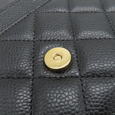 シャネル CHANEL マトラッセ AP0250 ブラック キャビアスキン チェーンウォレット ゴールド金具 黒 斜め掛け チェーンショルダー