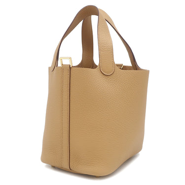 エルメス HERMES ピコタンロックPM ビスキュイ トリヨンクレマンス ハンドバッグ ゴールド金具 新品 未使用 茶