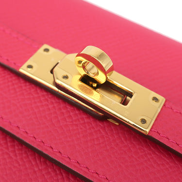 エルメス HERMES ケリーウォレット ロング ローズエクストリーム ヴォーエプソン 長財布 ゴールド金具