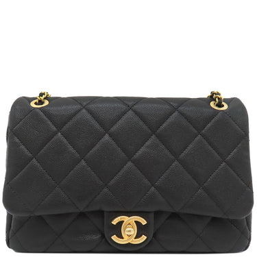 シャネル CHANEL マトラッセ 25 AS4890 ブラック キャビアスキン ショルダーバッグ ヴィンテージ金具 黒 チェーンショルダー
