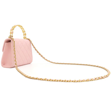 シャネル CHANEL マトラッセ トップハンドル ミニ AP2945 ピンク ラムスキン 2WAYバッグ ゴールド金具 チェーンショルダー