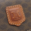 セリーヌ CELINE マカダム ハーフムーン ブラウン PVC レザー ハンドバッグ ゴールド金具 茶 ミニボストン