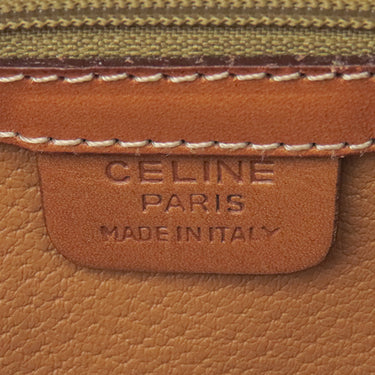 セリーヌ CELINE マカダム ハーフムーン ブラウン PVC レザー ハンドバッグ ゴールド金具 茶 ミニボストン