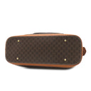 セリーヌ CELINE マカダム ハーフムーン ブラウン PVC レザー ハンドバッグ ゴールド金具 茶 ミニボストン