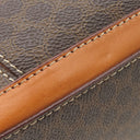 セリーヌ CELINE マカダム ハーフムーン ブラウン PVC レザー ハンドバッグ ゴールド金具 茶 ミニボストン