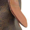 セリーヌ CELINE マカダム ハーフムーン ブラウン PVC レザー ハンドバッグ ゴールド金具 茶 ミニボストン