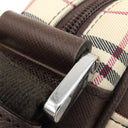 バーバリー BURBERRY ノバチェック ベージュ×ブラウン キャンバス レザー ショルダーバッグ シルバー金具