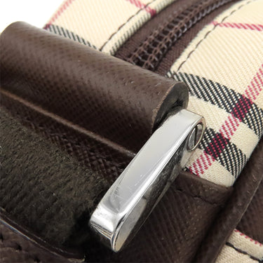 バーバリー BURBERRY ノバチェック ベージュ×ブラウン キャンバス レザー ショルダーバッグ シルバー金具