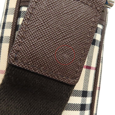 バーバリー BURBERRY ノバチェック ベージュ×ブラウン キャンバス レザー ショルダーバッグ シルバー金具
