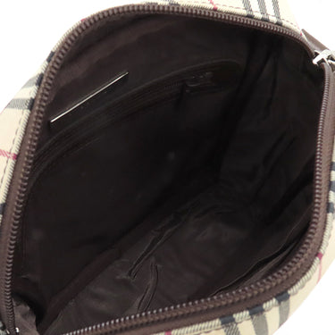 バーバリー BURBERRY ノバチェック ベージュ×ブラウン キャンバス レザー ショルダーバッグ シルバー金具