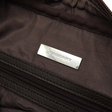 バーバリー BURBERRY ノバチェック ベージュ×ブラウン キャンバス レザー ショルダーバッグ シルバー金具