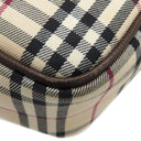 バーバリー BURBERRY ノバチェック ベージュ×ブラウン キャンバス レザー ショルダーバッグ シルバー金具