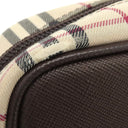 バーバリー BURBERRY ノバチェック ベージュ×ブラウン キャンバス レザー ショルダーバッグ シルバー金具