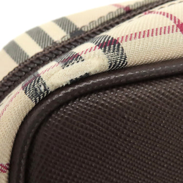 バーバリー BURBERRY ノバチェック ベージュ×ブラウン キャンバス レザー ショルダーバッグ シルバー金具