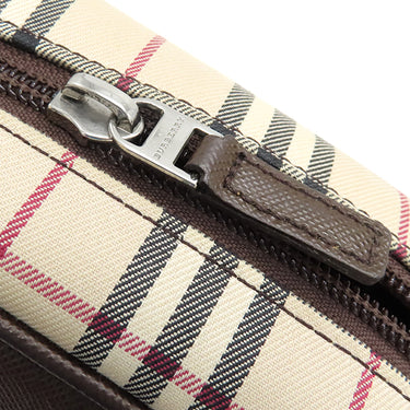 バーバリー BURBERRY ノバチェック ベージュ×ブラウン キャンバス レザー ショルダーバッグ シルバー金具