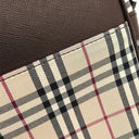 バーバリー BURBERRY ノバチェック ベージュ×ブラウン キャンバス レザー ショルダーバッグ シルバー金具