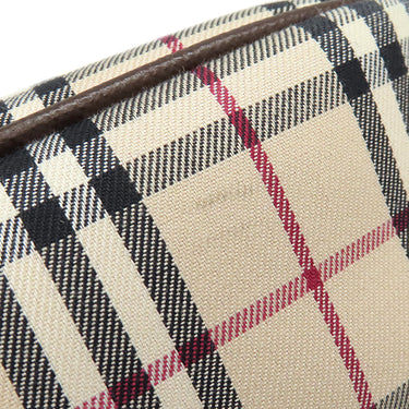 バーバリー BURBERRY ノバチェック ベージュ×ブラウン キャンバス レザー ショルダーバッグ シルバー金具