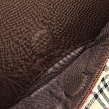 バーバリー BURBERRY ノバチェック ベージュ×ブラウン キャンバス レザー ショルダーバッグ シルバー金具