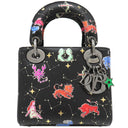 クリスチャン・ディオール Christian Dior レディディオール ピクセル ゾディアック ブラック カーフ 2WAYバッグ シルバー金具 黒 星座