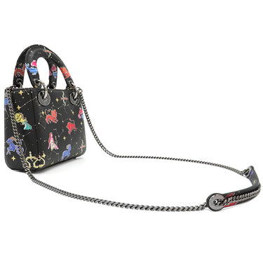 クリスチャン・ディオール Christian Dior レディディオール ピクセル ゾディアック ブラック カーフ 2WAYバッグ シルバー金具 黒 星座