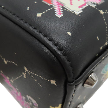 クリスチャン・ディオール Christian Dior レディディオール ピクセル ゾディアック ブラック カーフ 2WAYバッグ シルバー金具 黒 星座