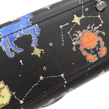 クリスチャン・ディオール Christian Dior レディディオール ピクセル ゾディアック ブラック カーフ 2WAYバッグ シルバー金具 黒 星座