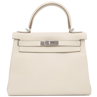エルメス HERMES ケリー28 内縫い クレ トゴ 2WAYバッグ シルバー金具 オフホワイト ショルダー