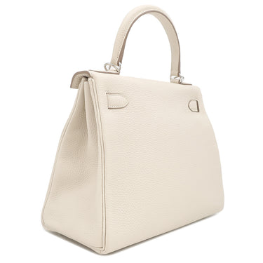エルメス HERMES ケリー28 内縫い クレ トゴ 2WAYバッグ シルバー金具 オフホワイト ショルダー