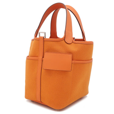 エルメス HERMES ピコタンロック カーゴPM オレンジ ヴォースイフト トワルゴエラン ハンドバッグ シルバー金具 新品 未使用 トワルＨ