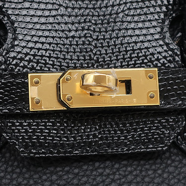エルメス HERMES バーキン25 タッチ ノワール トゴ リザード ハンドバッグ ゴールド金具 新品 未使用 黒