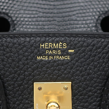 エルメス HERMES バーキン25 タッチ ノワール トゴ リザード ハンドバッグ ゴールド金具 新品 未使用 黒