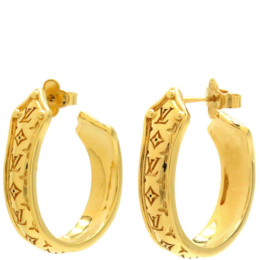 ルイヴィトン LOUIS VUITTON ブックル ドレイユ フープ ナノグラム スウィート ドリーム PM M69654 ゴールド GP ピアス